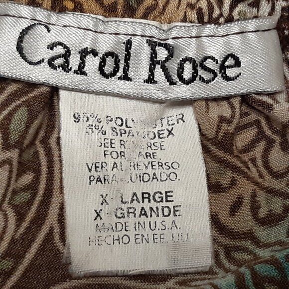 Vintage Carol Rose Top Womens XL Blue Paisley Stretch Balloon Sleeve 40 in Chest - Picture 10 of 11